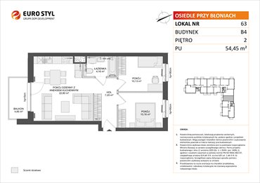 rzut mieszkanie na sprzedaż 54m2 mieszkanie Rumia, Janowo, Błoń Janowskich