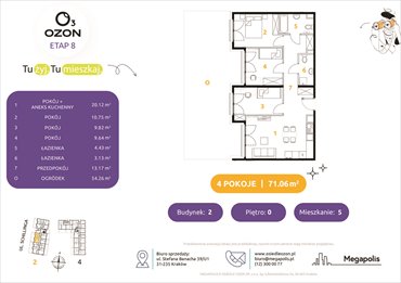 rzut mieszkanie na sprzedaż 71m2 mieszkanie Kraków, Schillinga 2-4