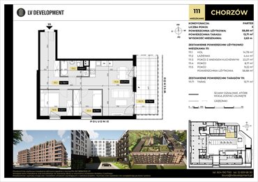 rzut mieszkanie na sprzedaż 59m2 mieszkanie Chorzów, 3 Maja 94'