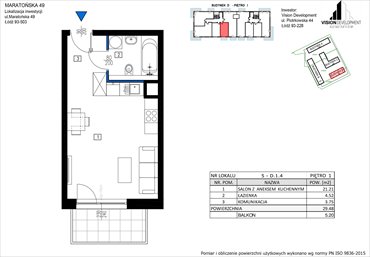 rzut mieszkanie na sprzedaż 29m2 mieszkanie Łódź, Retkinia, Maratońska 49C