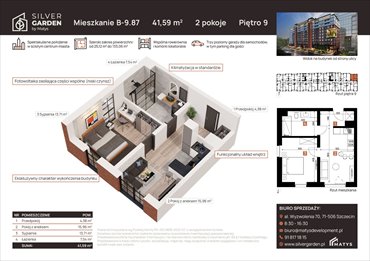 rzut mieszkanie na sprzedaż 41m2 mieszkanie Szczecin, Centrum, al. Wyzwolenia 70 / ul. Staszica 21
