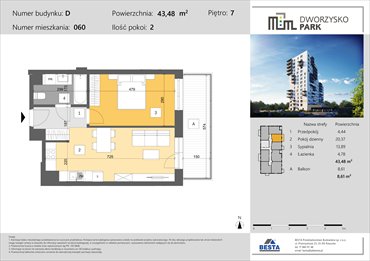 rzut mieszkanie na sprzedaż 43m2 mieszkanie Rzeszów, Przybyszówka, Dworzysko