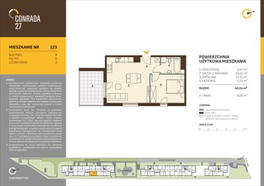 rzut mieszkanie na sprzedaż 43m2 mieszkanie Kraków, Prądnik Biały, Conrada 27