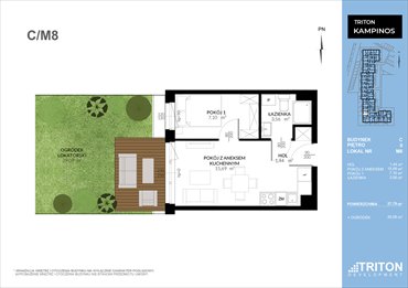 rzut mieszkanie na sprzedaż 28m2 mieszkanie Łomna-Las, Wiśniowa dz. 5/53