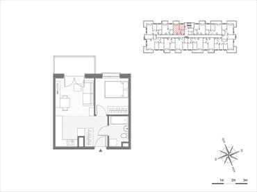 rzut mieszkanie na sprzedaż 34m2 mieszkanie Kraków, Mistrzejowice, os.Piastów 75