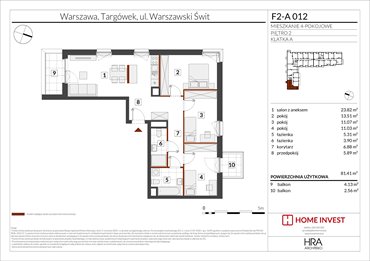 rzut mieszkanie na sprzedaż 81m2 mieszkanie Warszawa, ul. Warszawski Świt