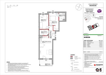 rzut mieszkanie na sprzedaż 63m2 mieszkanie Warszawa, Białołęka, Marywilska 68