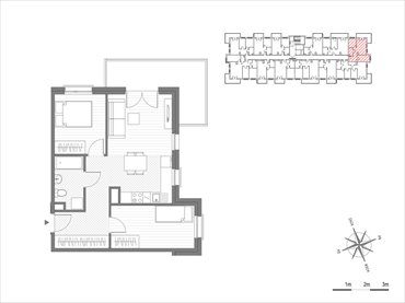 rzut mieszkanie na sprzedaż 52m2 mieszkanie Kraków, Mistrzejowice, os.Piastów 75