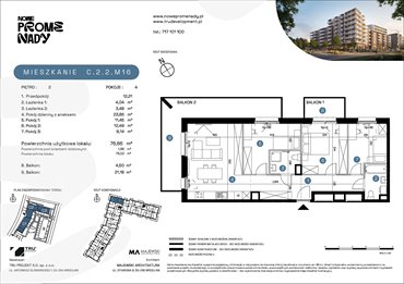 rzut mieszkanie na sprzedaż 77m2 mieszkanie Wrocław, Kleczków, ul. Czochralskiego/ Miłosza