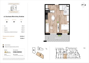 rzut mieszkanie na sprzedaż 44m2 mieszkanie Kraków, Wzgórza Krzesławickie, Gustawa Morcinka