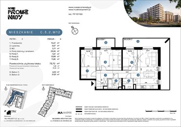 rzut mieszkanie na sprzedaż 74m2 mieszkanie Wrocław, Kleczków, ul. Czochralskiego/ Miłosza