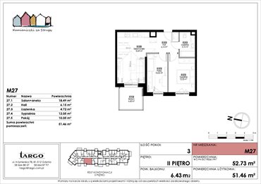 rzut mieszkanie na sprzedaż 51m2 mieszkanie Rumia, Kosynierów 9