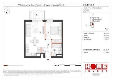 rzut mieszkanie na sprzedaż 40m2 mieszkanie Warszawa, Targówek, ul. Warszawski Świt