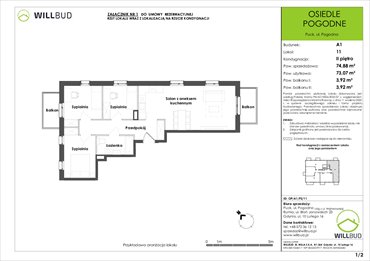 rzut mieszkanie na sprzedaż 73m2 mieszkanie Puck, Pogodna