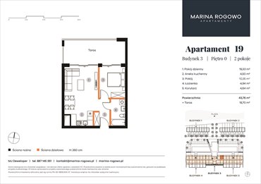 rzut mieszkanie na sprzedaż 44m2 mieszkanie Rogowo, Rogowo 65