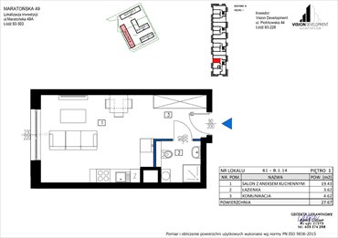 rzut mieszkanie na sprzedaż 28m2 mieszkanie Łódź, Retkinia, Maratońska 49C