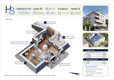 rzut mieszkanie na sprzedaż 55m2 mieszkanie Warszawa, Targówek, Hodowlana 8