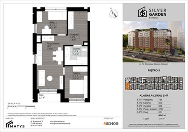 rzut mieszkanie na sprzedaż 48m2 mieszkanie Szczecin, Centrum, al. Wyzwolenia 70 / ul. Staszica 21