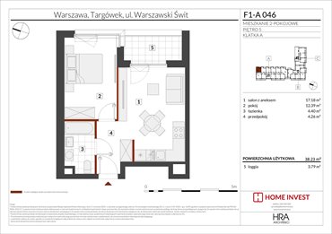 rzut mieszkanie na sprzedaż 38m2 mieszkanie Warszawa, ul. Warszawski Świt