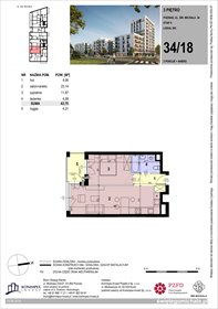 rzut mieszkanie na sprzedaż 44m2 mieszkanie Poznań, Komandoria, Świętego Michała 36