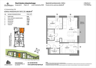 rzut mieszkanie na sprzedaż 62m2 mieszkanie Łódź, Widzew, Przybyszewskiego 292-300