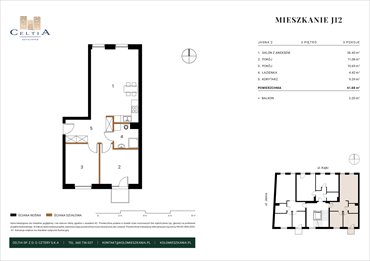 rzut mieszkanie na sprzedaż 62m2 mieszkanie Koło, Jasna 2