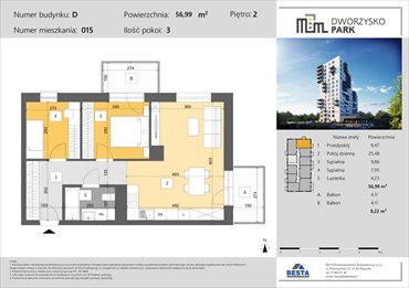 rzut mieszkanie na sprzedaż 57m2 mieszkanie Rzeszów, Przybyszówka, Dworzysko