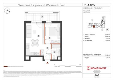 rzut mieszkanie na sprzedaż 38m2 mieszkanie Warszawa, ul. Warszawski Świt