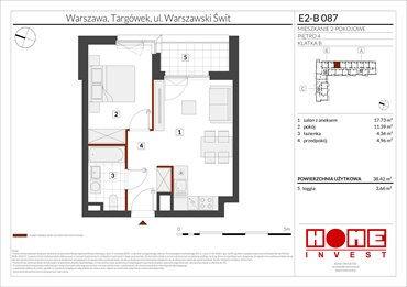rzut mieszkanie na sprzedaż 38m2 mieszkanie Warszawa, Targówek, ul. Warszawski Świt