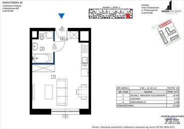 rzut mieszkanie na sprzedaż 27m2 mieszkanie Łódź, Retkinia, Maratońska 49C
