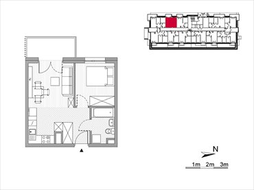 rzut mieszkanie na sprzedaż 33m2 mieszkanie Kraków, Mistrzejowice, Os. Piastów 77