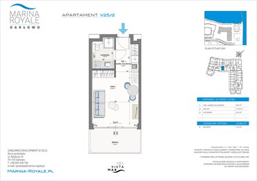 rzut mieszkanie na sprzedaż 26m2 mieszkanie Darłowo, Bulwar Zachodzącego Słońca 2