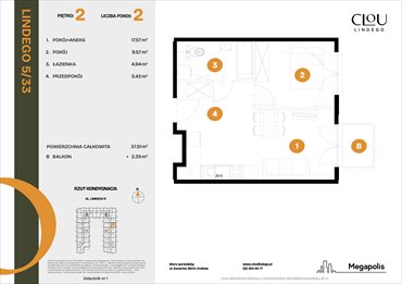 rzut mieszkanie na sprzedaż 38m2 mieszkanie Kraków, Lindego 5