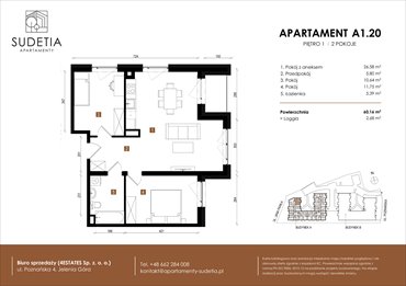 rzut mieszkanie na sprzedaż 60m2 mieszkanie Jelenia Góra, POZNAŃSKA 4