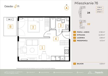 rzut mieszkanie na sprzedaż 37m2 mieszkanie Kraków, Rzemieślnicza 22-24
