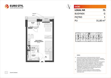 rzut mieszkanie na sprzedaż 31m2 mieszkanie Gdańsk, Śródmieście, ks. Jerzego Popiełuszki/Rybaki Górne