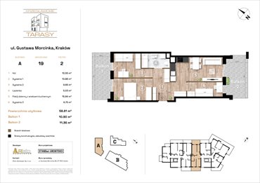 rzut mieszkanie na sprzedaż 59m2 mieszkanie Kraków, Wzgórza Krzesławickie, Gustawa Morcinka