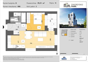 rzut mieszkanie na sprzedaż 39m2 mieszkanie Rzeszów, Przybyszówka, Dworzysko