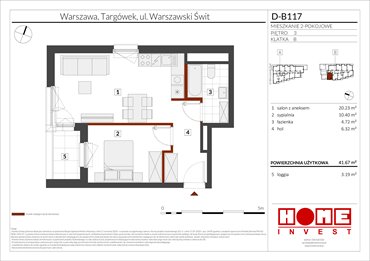 rzut mieszkanie na sprzedaż 42m2 mieszkanie Warszawa, Targówek, ul. Warszawski Świt 12