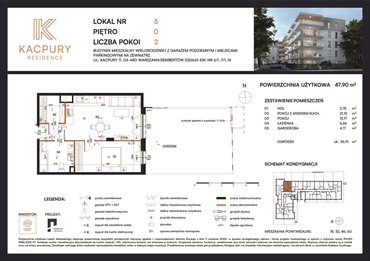 rzut mieszkanie na sprzedaż 48m2 mieszkanie Warszawa, Rembetów, Kacpury 11