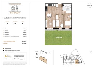 rzut mieszkanie na sprzedaż 57m2 mieszkanie Kraków, Wzgórza Krzesławickie, Gustawa Morcinka