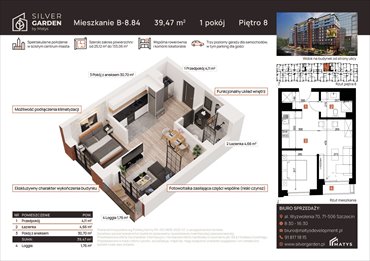 rzut mieszkanie na sprzedaż 39m2 mieszkanie Szczecin, Centrum, al. Wyzwolenia 70 / ul. Staszica 21