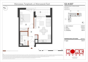 rzut mieszkanie na sprzedaż 37m2 mieszkanie Warszawa, Targówek, ul. Warszawski Świt