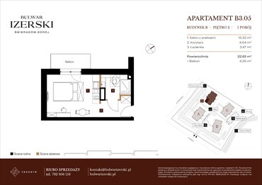rzut mieszkanie na sprzedaż 23m2 mieszkanie Świeradów Zdrój, Senatoryjna/Szkolna