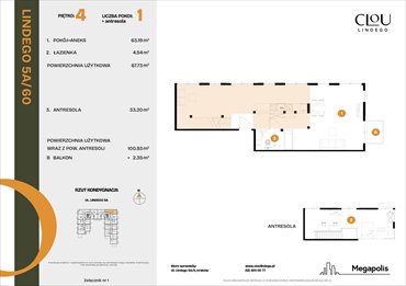 rzut mieszkanie na sprzedaż 68m2 mieszkanie Kraków, Lindego 5a