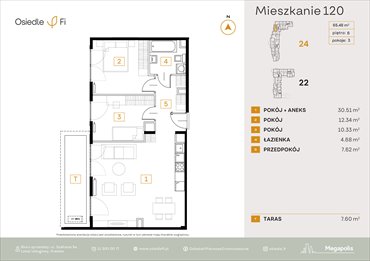 rzut mieszkanie na sprzedaż 65m2 mieszkanie Kraków, Rzemieślnicza 22-24