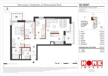 rzut mieszkanie na sprzedaż 78m2 mieszkanie Warszawa, Targówek, ul. Warszawski Świt 12