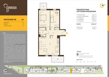 rzut mieszkanie na sprzedaż 68m2 mieszkanie Kraków, Prądnik Biały, Conrada 27