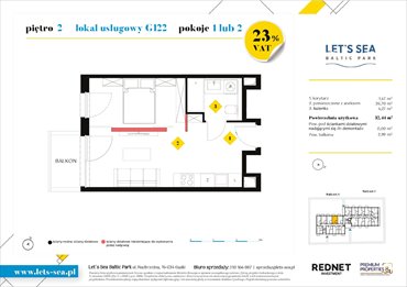 rzut lokal użytkowy na sprzedaż 32m2 lokal użytkowy Gąski, Nadbrzeżna 52