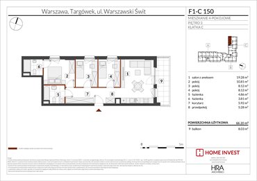 rzut mieszkanie na sprzedaż 66m2 mieszkanie Warszawa, ul. Warszawski Świt